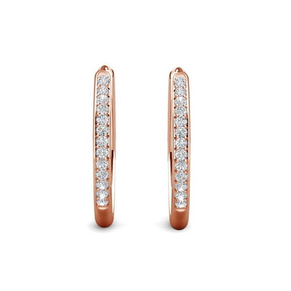 Cate & Chloe Bianca 18k White Gold Plated 25mm Silver Hoop Earrings with Swarovski Crystals