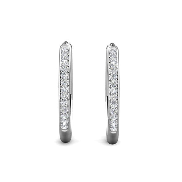 Cate & Chloe Bianca 18k White Gold Plated 25mm Silver Hoop Earrings with Swarovski Crystals