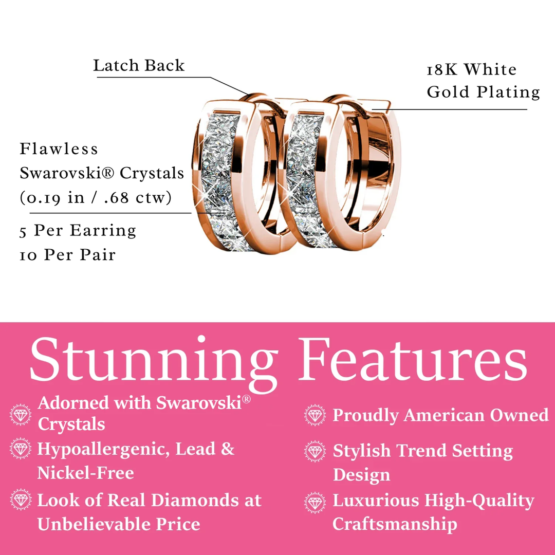 Cate & Chloe Giselle 18k White Gold Plated 15mm Hoop Crystal Earrings with Swarovski Crystals