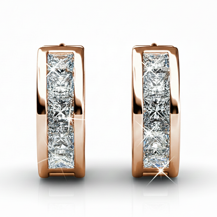 Cate & Chloe Giselle 18k White Gold Plated 15mm Hoop Crystal Earrings with Swarovski Crystals