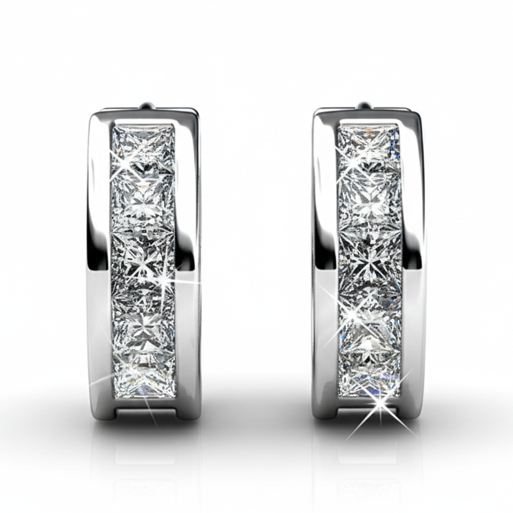 Cate & Chloe Giselle 18k White Gold Plated 15mm Hoop Crystal Earrings with Swarovski Crystals