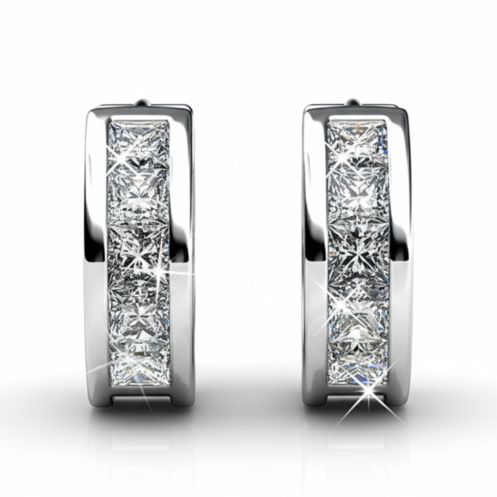 Cate & Chloe Giselle 18k White Gold Plated 15mm Hoop Crystal Earrings with Swarovski Crystals