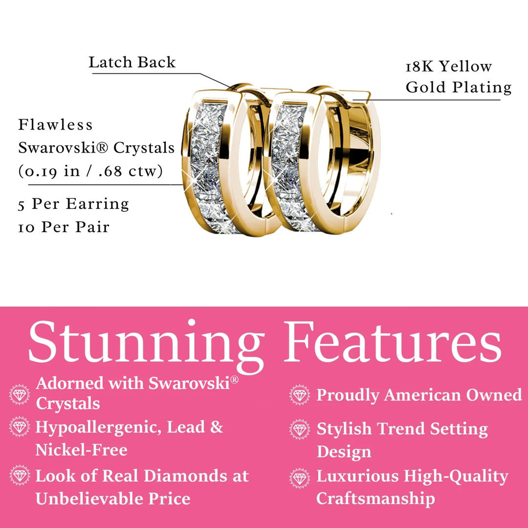 Cate & Chloe Giselle 18k White Gold Plated 15mm Hoop Crystal Earrings with Swarovski Crystals