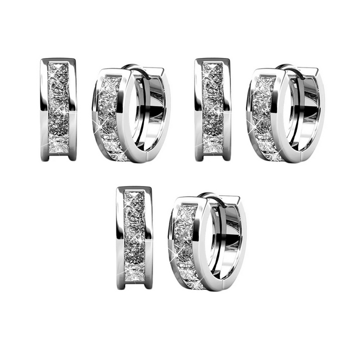 Cate & Chloe Giselle 18k White Gold Plated 15mm Hoop Crystal Earrings with Swarovski Crystals