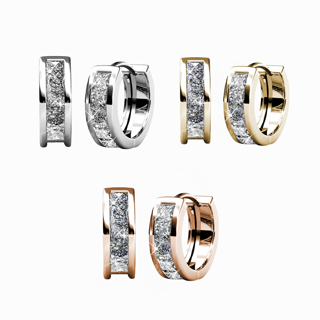 Cate & Chloe Giselle 18k White Gold Plated 15mm Hoop Crystal Earrings with Swarovski Crystals