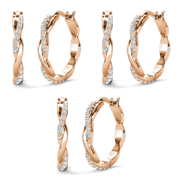 Cate & Chloe Lauren 18k White Gold Plated 22mm Twisted Hoop Earrings with Swarovski Crystals
