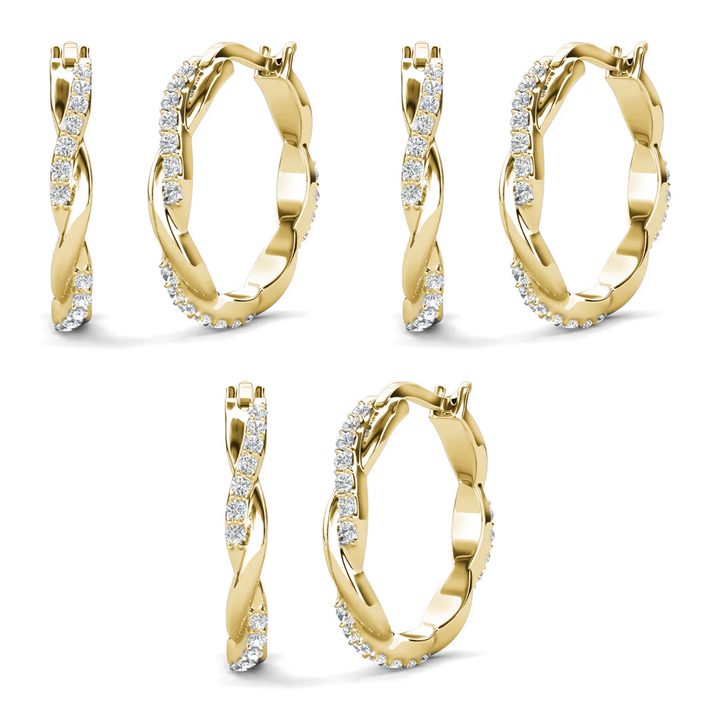Cate & Chloe Lauren 18k White Gold Plated 22mm Twisted Hoop Earrings with Swarovski Crystals
