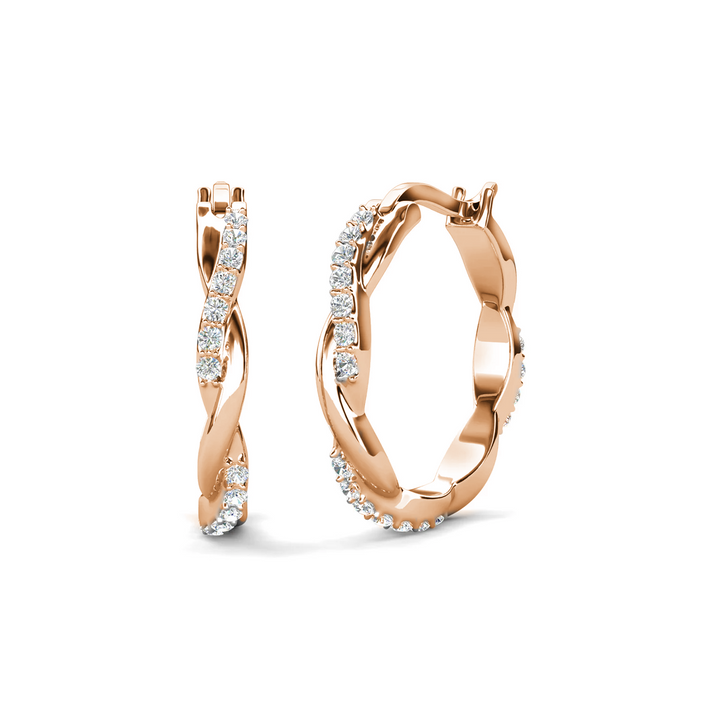 Cate & Chloe Lauren 18k White Gold Plated 22mm Twisted Hoop Earrings with Swarovski Crystals