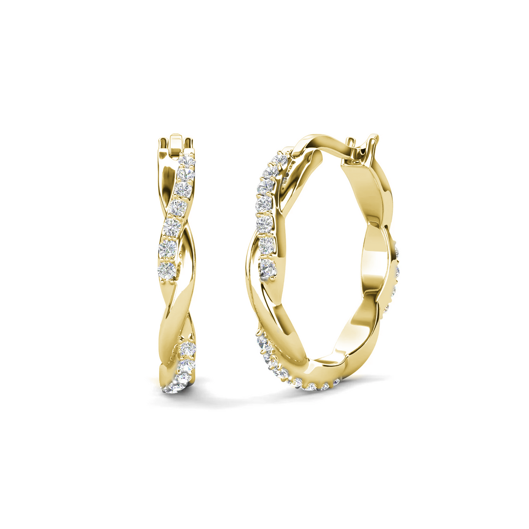 Cate & Chloe Lauren 18k White Gold Plated 22mm Twisted Hoop Earrings with Swarovski Crystals