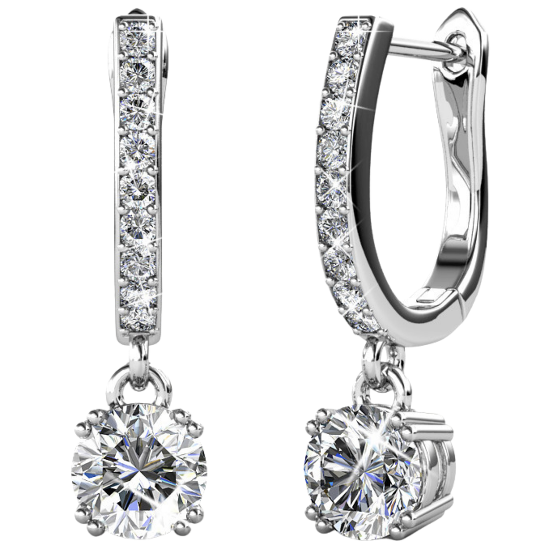Cate & Chloe McKenzie 18k White Gold Plated Drop Dangle Earrings with Swarovski Crystals