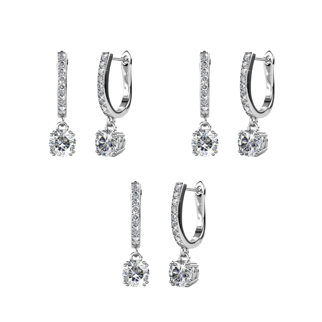 Cate & Chloe McKenzie 18k White Gold Plated Drop Dangle Earrings with Swarovski Crystals
