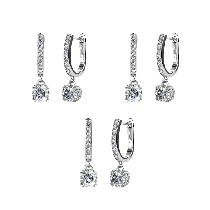 Cate & Chloe McKenzie 18k White Gold Plated Drop Dangle Earrings with Swarovski Crystals