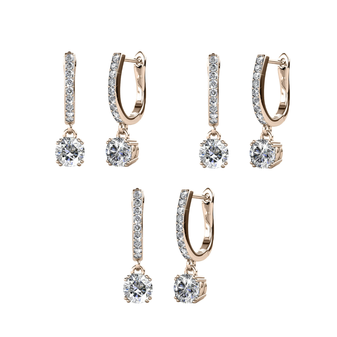 Cate & Chloe McKenzie 18k White Gold Plated Drop Dangle Earrings with Swarovski Crystals