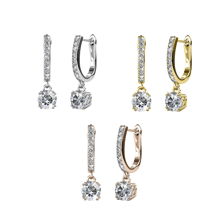 Cate & Chloe McKenzie 18k White Gold Plated Drop Dangle Earrings with Swarovski Crystals