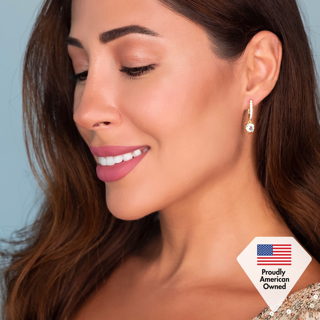 Cate & Chloe McKenzie 18k White Gold Plated Drop Dangle Earrings with Swarovski Crystals