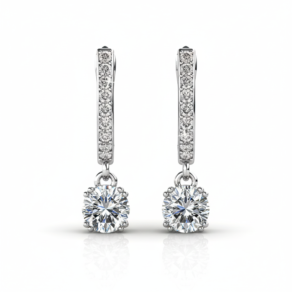 Cate & Chloe McKenzie 18k White Gold Plated Drop Dangle Earrings with Swarovski Crystals
