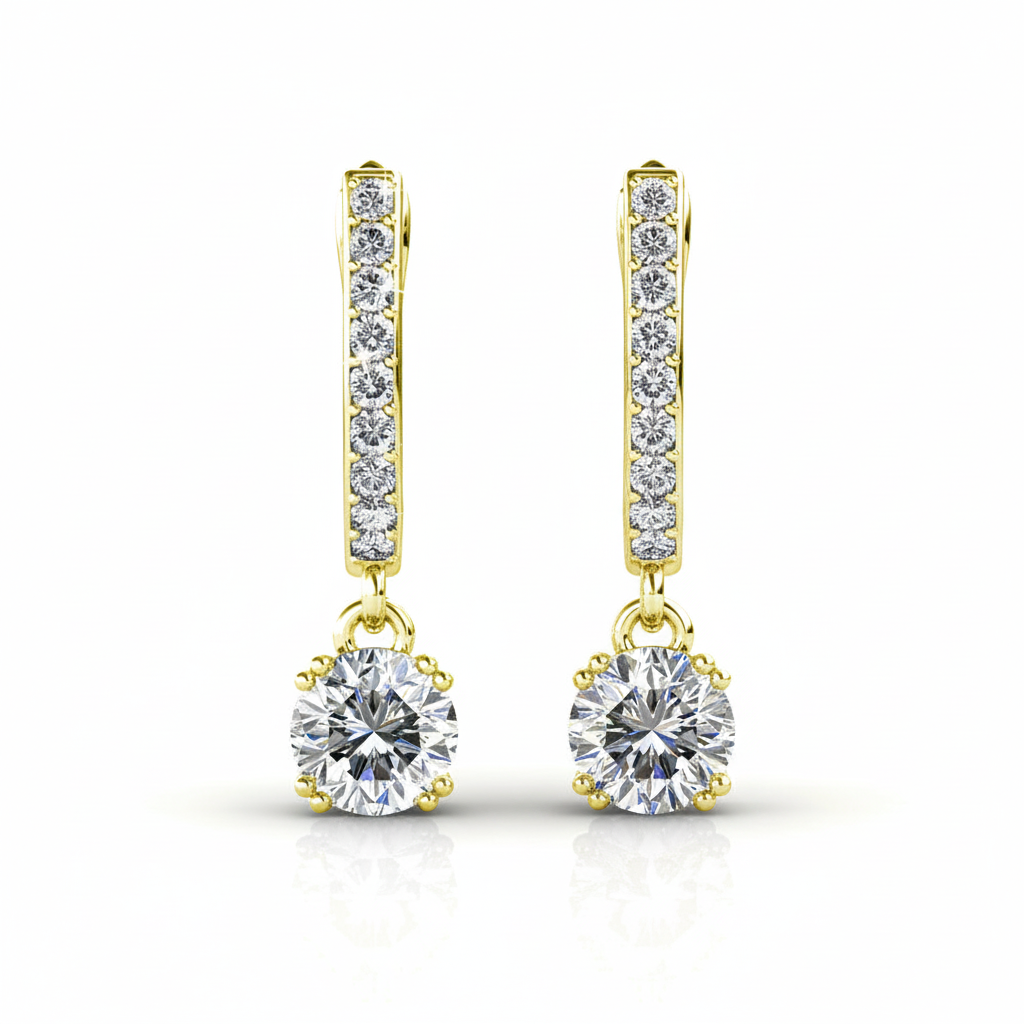 Cate & Chloe McKenzie 18k White Gold Plated Drop Dangle Earrings with Swarovski Crystals