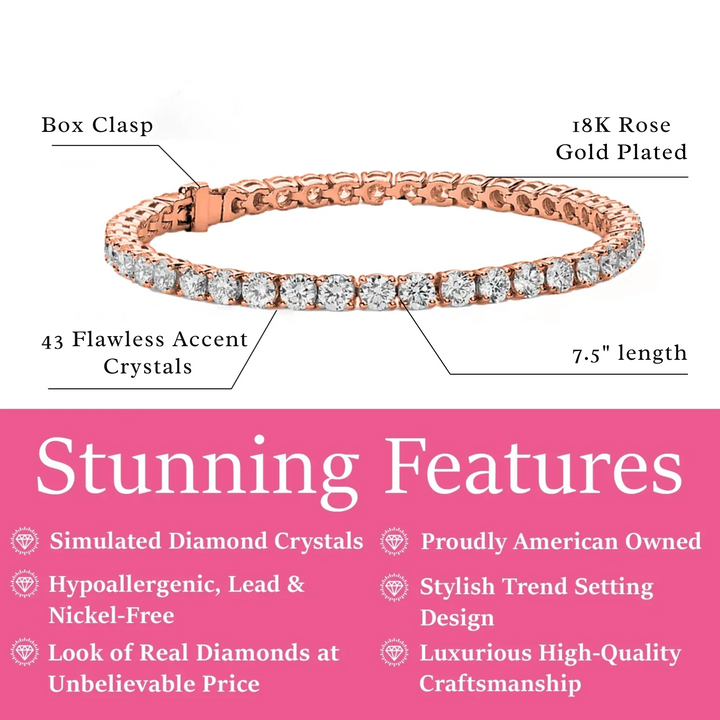 Cate & Chloe Olivia 18k White Gold Plated Tennis Bracelet with Simulated Diamond Crystals