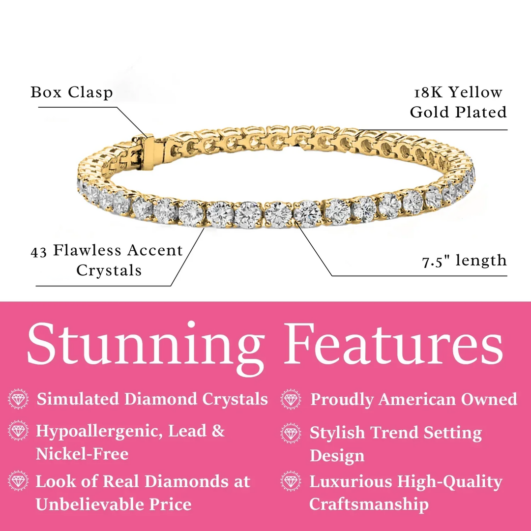 Cate & Chloe Olivia 18k White Gold Plated Tennis Bracelet with Simulated Diamond Crystals