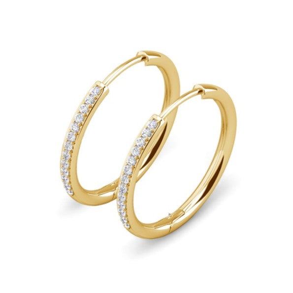 Cate & Chloe Bianca 18k White Gold Plated 25mm Silver Hoop Earrings with Swarovski Crystals