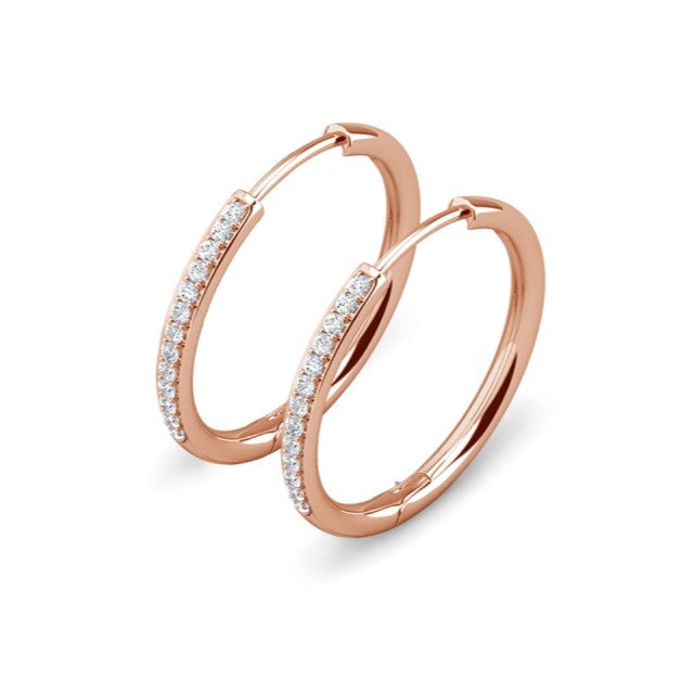 Cate & Chloe Bianca 18k White Gold Plated 25mm Silver Hoop Earrings with Swarovski Crystals