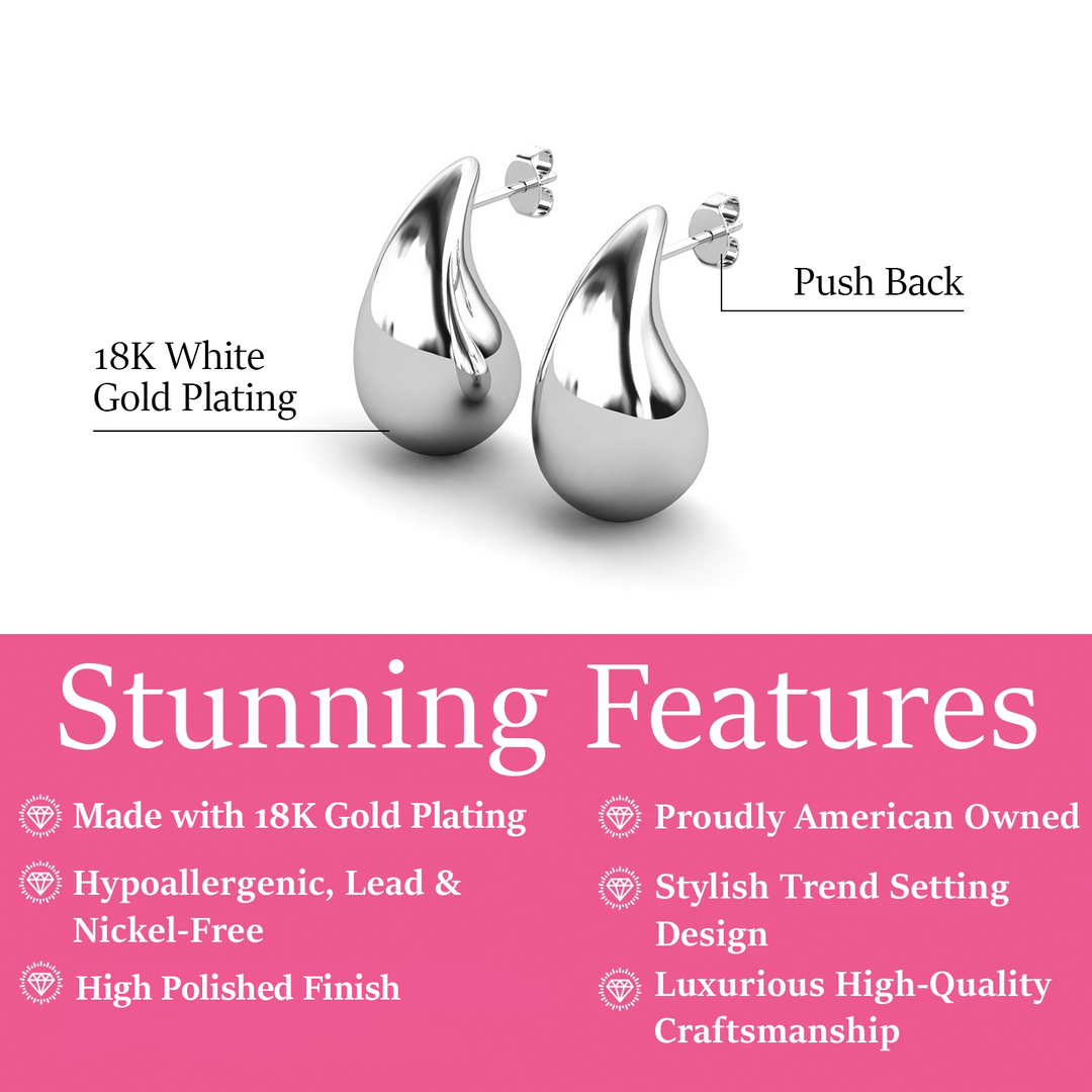Cate & Chloe Olive 18k White Gold Plated Teardrop Stud Earrings