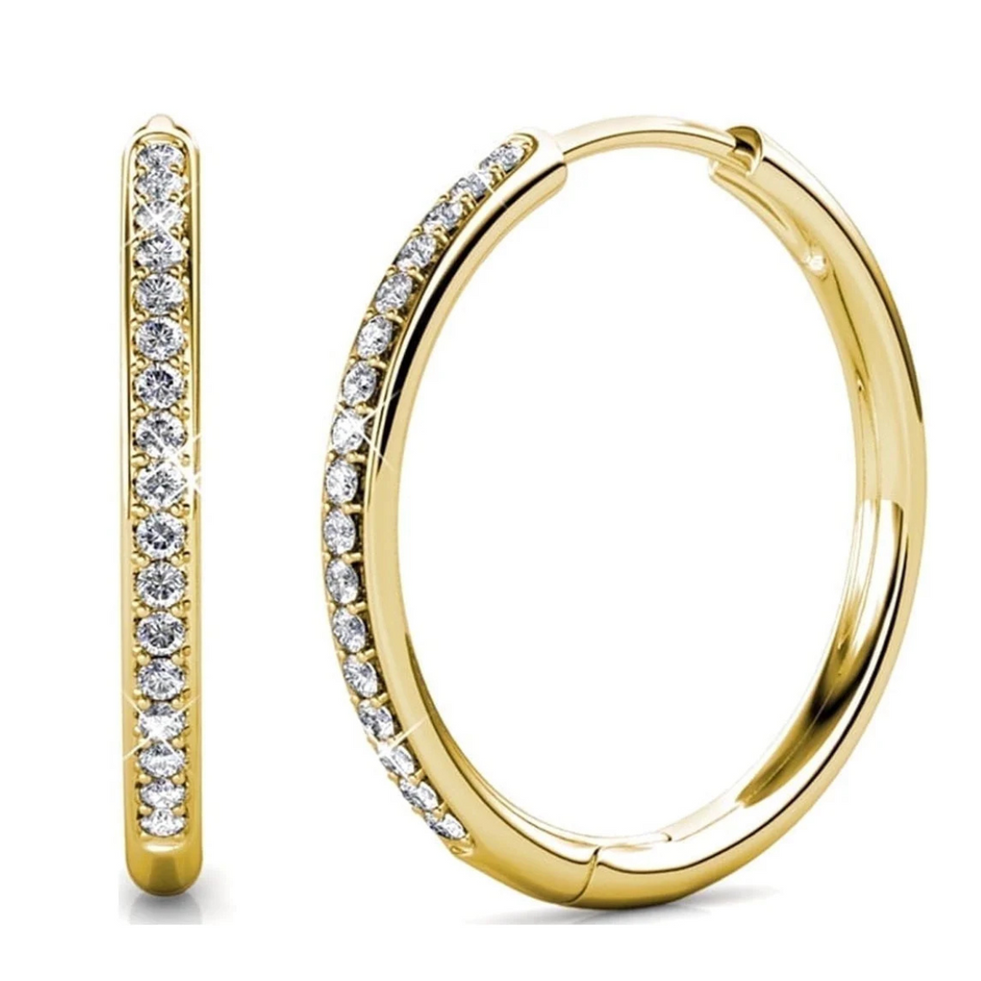 Cate & Chloe Bianca 18k White Gold Plated 25mm Silver Hoop Earrings with Swarovski Crystals