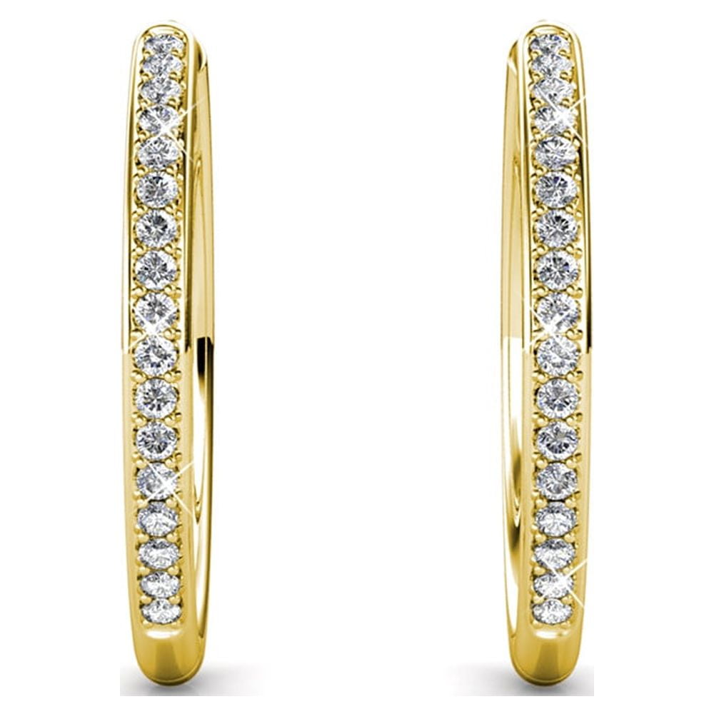 Cate & Chloe Bianca 18k White Gold Plated 25mm Silver Hoop Earrings with Swarovski Crystals