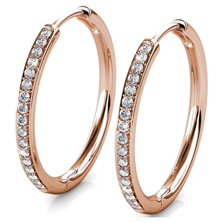 Cate & Chloe Bianca 18k White Gold Plated 25mm Silver Hoop Earrings with Swarovski Crystals