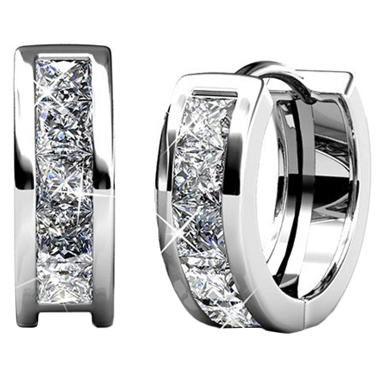 Giselle 18k White Gold Plated 15mm Hoop Crystal Earrings with Swarovski Crystals
