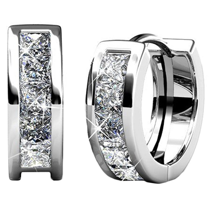Giselle 18k White Gold Plated 15mm Hoop Crystal Earrings with Swarovski Crystals