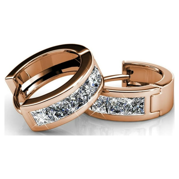 Cate & Chloe Giselle 18k White Gold Plated 15mm Hoop Crystal Earrings with Swarovski Crystals