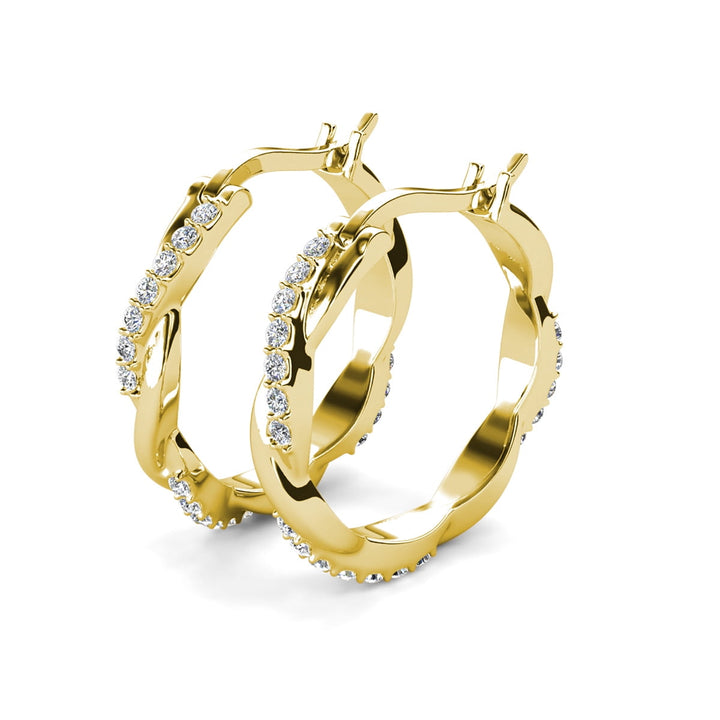 Cate & Chloe Lauren 18k White Gold Plated 22mm Twisted Hoop Earrings with Swarovski Crystals